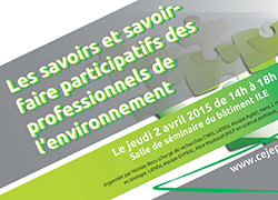 JOURNÉE D'ÉTUDES « Savoirs et savoirs participatifs des professionnels de l'environnement »